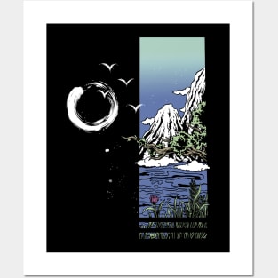 Lake and Mountain (Dark) Posters and Art